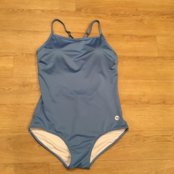 Women's Sky Blue Athletic Training One Piece Bathing Suit - Picture 7 of 9